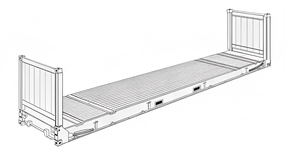 40ft Flat Rack Shipping Container – Heavy-Duty Oversized Cargo Solution - Image 2